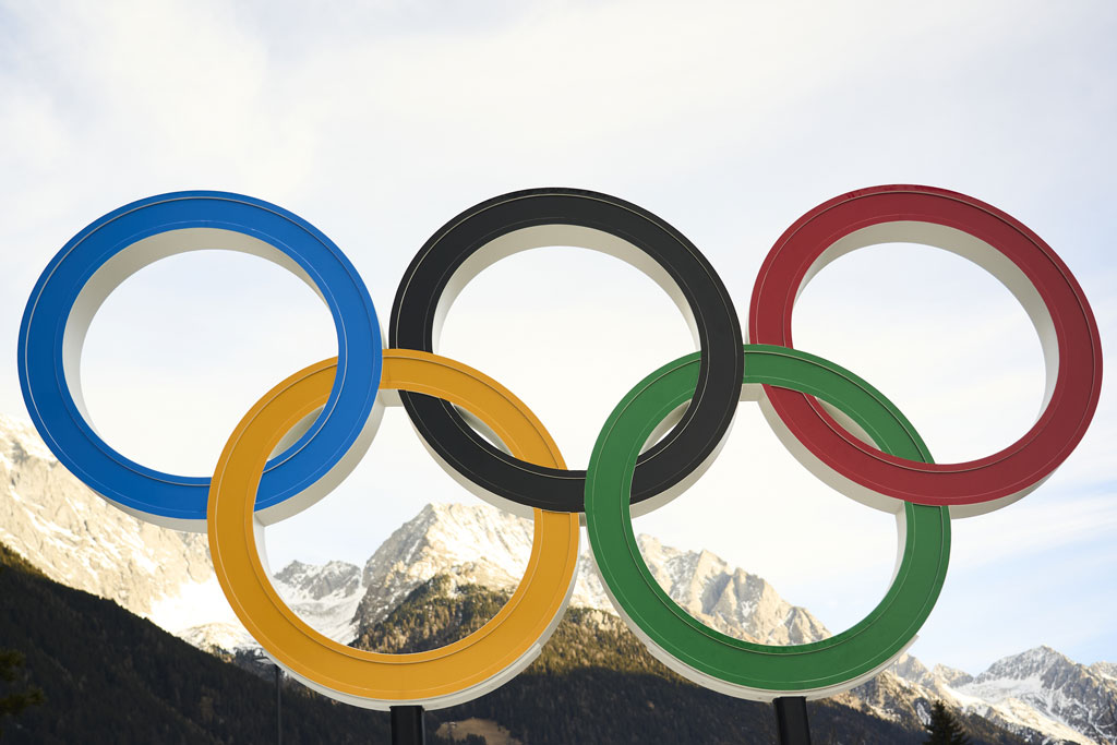Die olympischen Ringe in Antholz